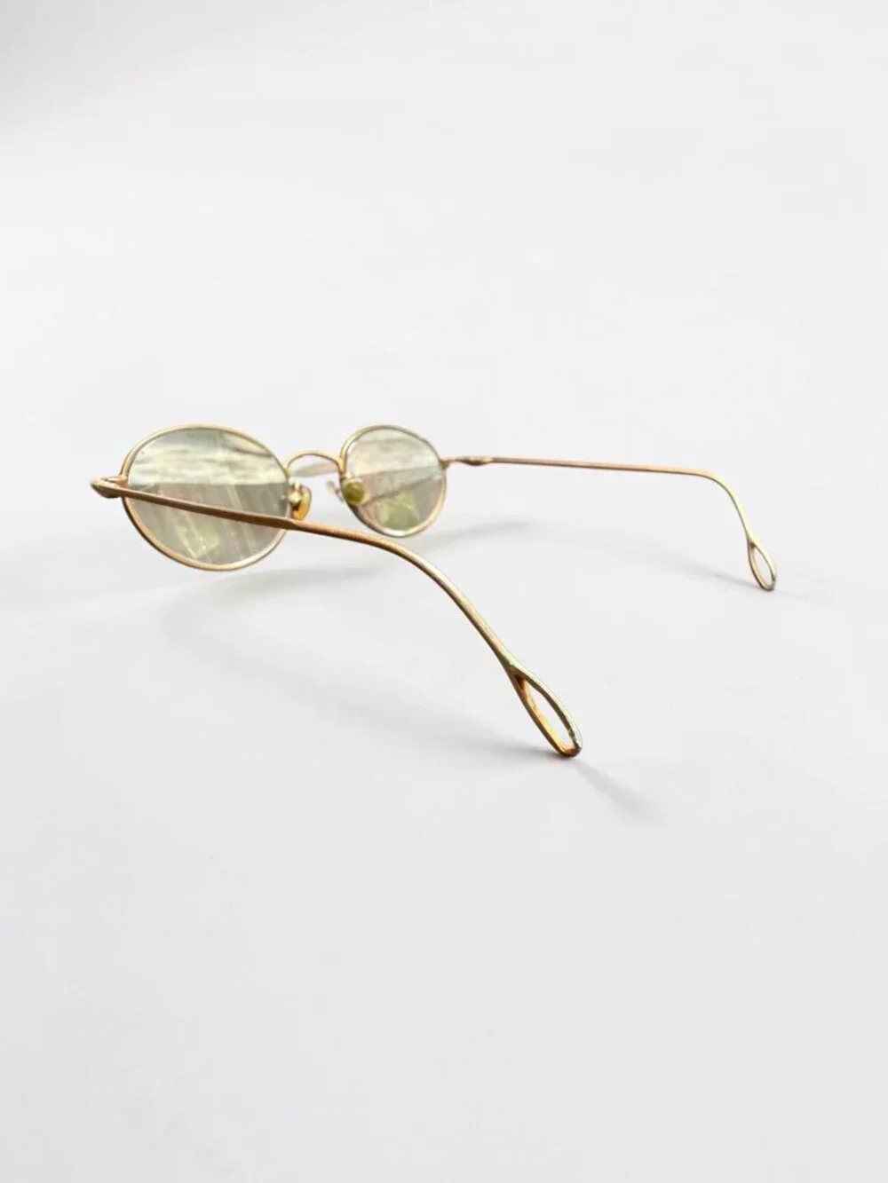 Vintage Polo Ralph Lauren Tiny Oval Glasses Gold Wire Cable Temples Office Siren